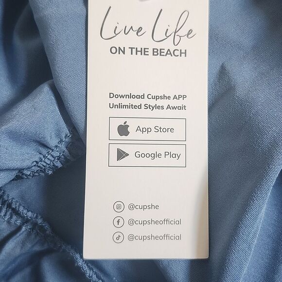 Cupshe NWT Dusty Blue One Shoulder Mini Dress, Elastic Waistband, S - Picture 8 of 12